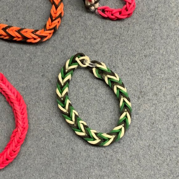 Rubber Friendship Bracelets Lot Of 6 Handmade Multicolor Red Black White Brown - Picture 5 of 8